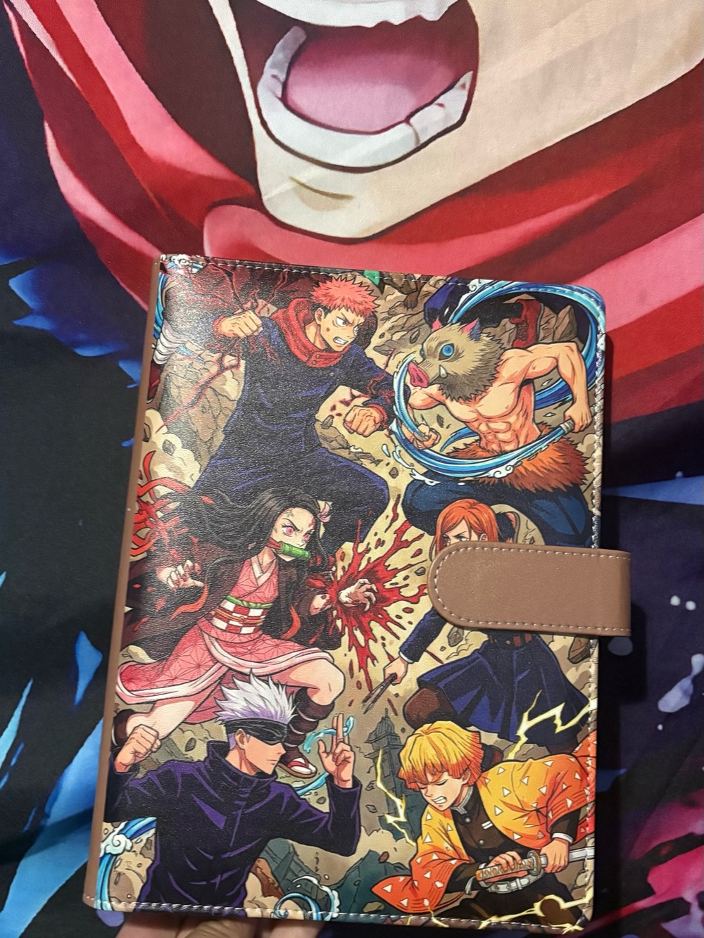 Limited edition a5 Anime Binder Demon Slayer & Jujetsu Kaisen magnetic closure